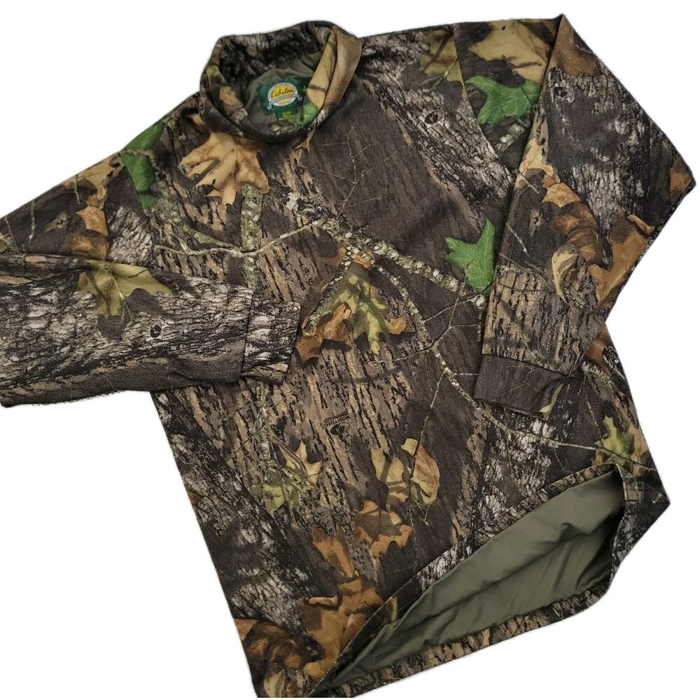 Vintage Cabela's Mossy Oak Break Up Camo Shirt Mens M Hunting Lined Pullover EUC